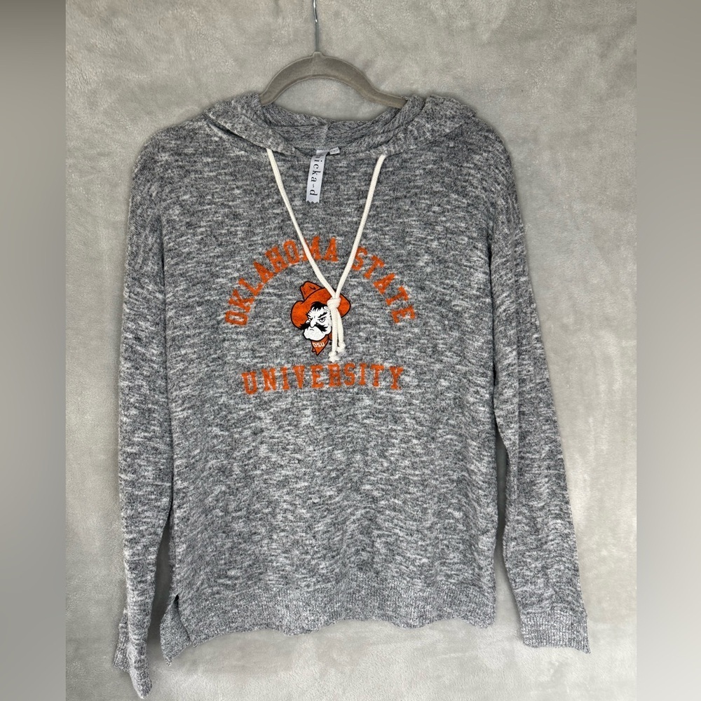 Women's Gray Oklahoma State University Sweatshirt With Hood - Picture 2 of 6